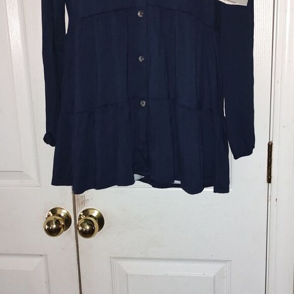 New Directions Navy Blue  Button down super soft tunic  Sz PS - Picture 2 of 5